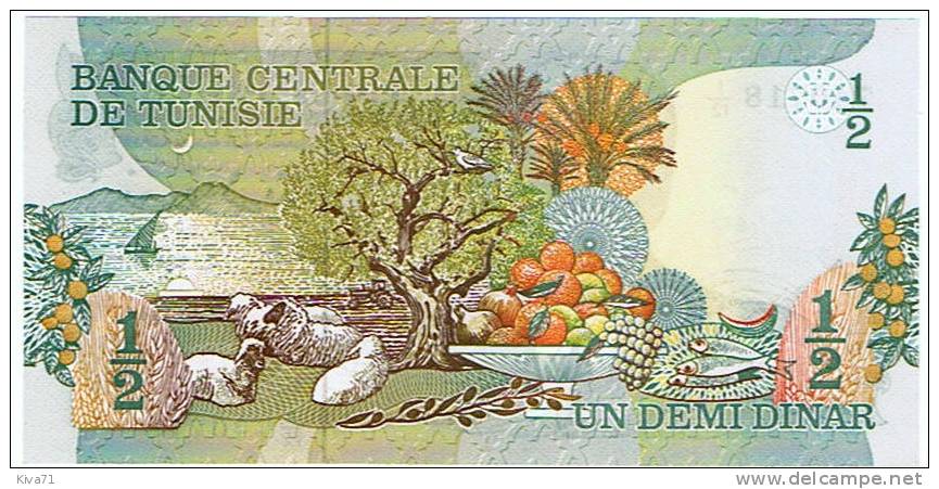 1/2 Dinar "  TUNISIE"  15 Octobre 1973   P69 UNC  Bc 82 - Tunisie