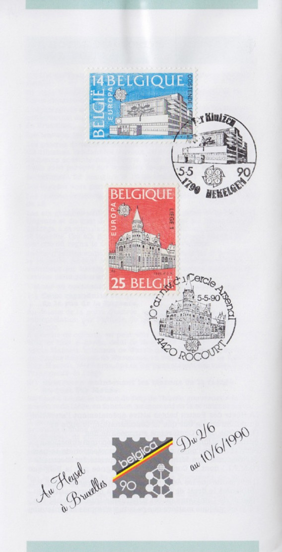 Prospectus 1990 N° 09 Avec FDC(prévente) - Europa (Bureaux De Poste D'Oostende 1, De Liège 1) - 01 - Postkantoorfolders