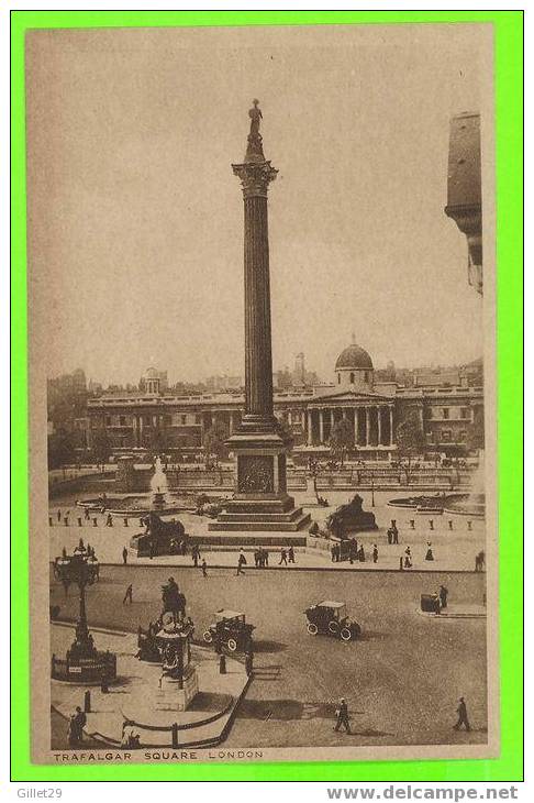 LONDON, UK  - TRAFALGAR SQUARE - ANIMATED WITH OLD CARS - H. HESKETT - - Trafalgar Square