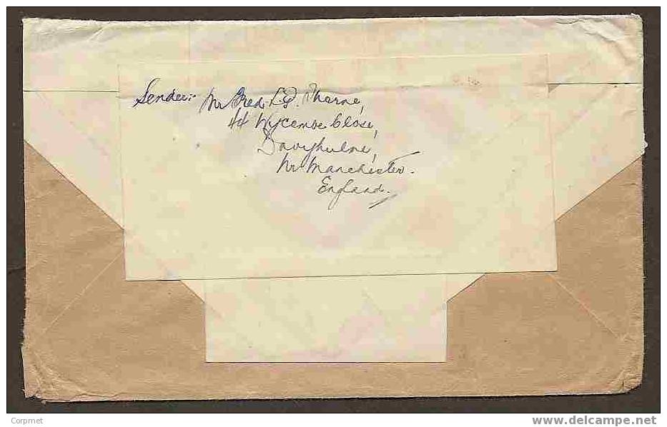 UK - VF PERFIN On 1940 Re Issued Cover From MANCHESTER To NEW YORK - Perfin Letters R.W.P. On 1 1/2p Stamp - Perforés