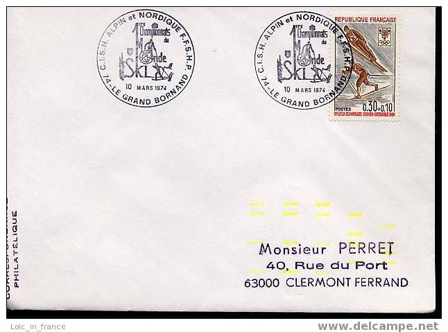 Ski 1974 Concordant Postmark France  1736 - Ski