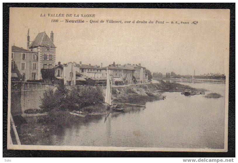 NEUVILLE - Quai De Villevert, Vue à Droite Du Pont - Neuville Sur Saone