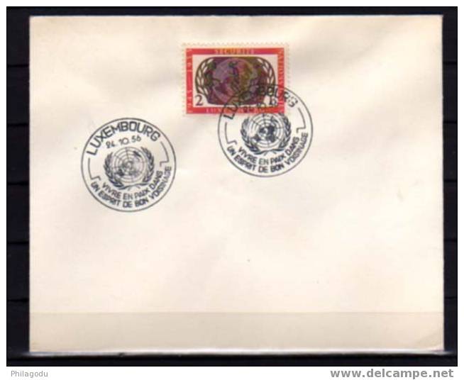 Luxembourg 1955, Anniversaire De La Charte Des Nations Unies, Cachet Commémoratif - FDC