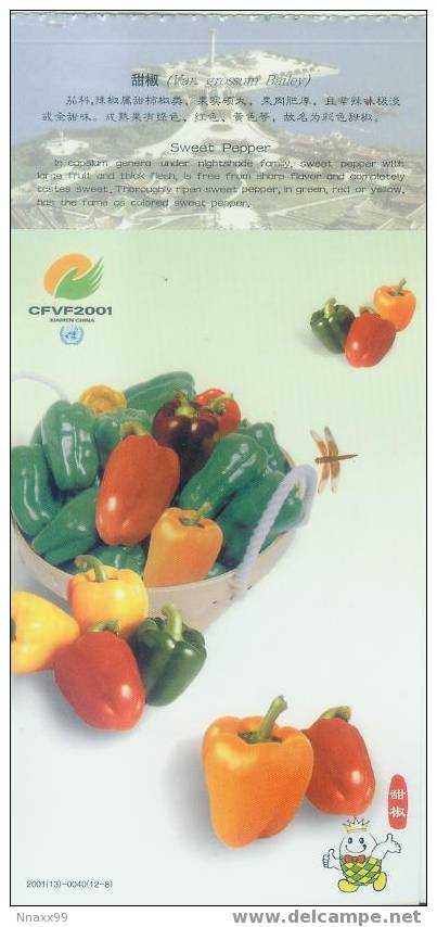 Vegetable - Légume -Sweet Pepper(Capsicum Frutescens L.(syn.C.annuum L.) Var.grossum Bailey), China Pre-stamped Postcard - Cultivation