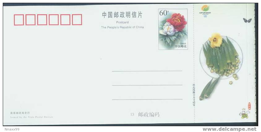 Vegetable - Légume -Sweet Pepper(Capsicum Frutescens L.(syn.C.annuum L.) Var.grossum Bailey), China Pre-stamped Postcard - Cultivation