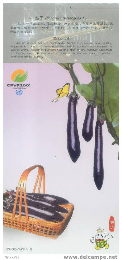 Vegetable - Légume - Eggplant (Solamun Menlongena L.), China Pre-stamped Postcard - Cultivation