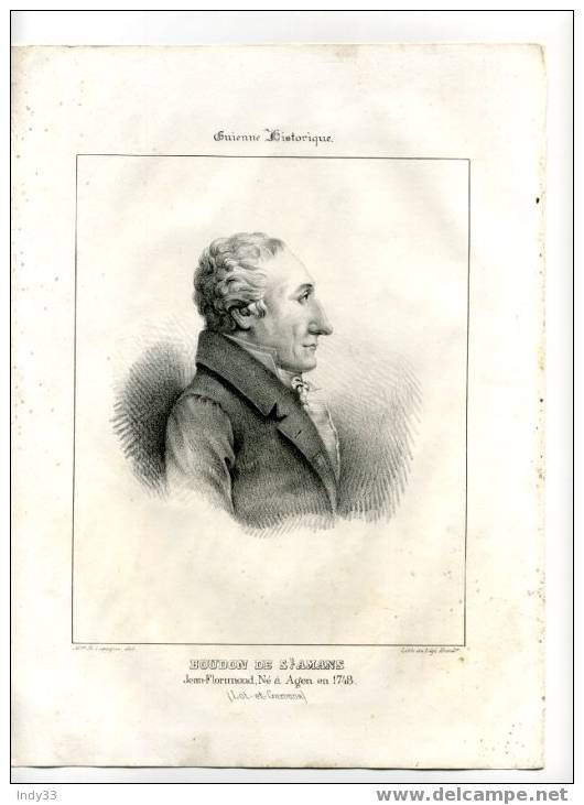 - BOUDON DE ST-AMANS . LITHOGRAPHIE MILIEU 19e SIECLE TIREE DE : GUIENNE MONUMENTALE - Litografia