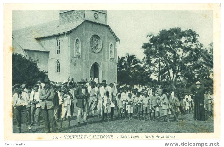 988 - TOM - NOUVELLE CALEDONIE - St LOUIS - SORTIE De La MESSE - COLLECTION  E. BARRAU 20 - Nouvelle Calédonie