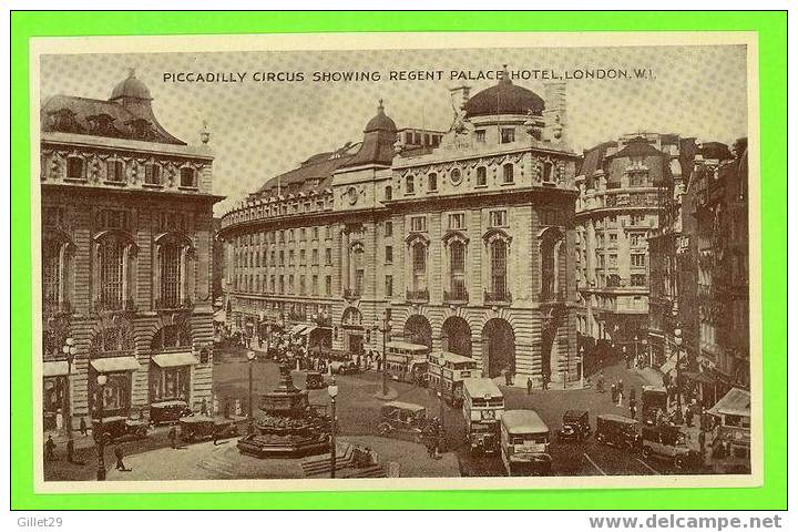 LONDON, UK - PICCADILLY CIRCUS SHOWING REGENT PALACE HOTEL - ANIMATED WITH BUSSES  - - Piccadilly Circus