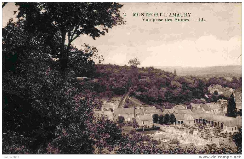 MONTFORT L AMAURY VUE PRISE DES RUINES CIMETIERE CARTE EN TRES BON ETAT - Montfort L'Amaury