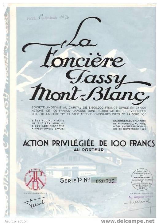 TITRE .FONCIERE PASSY MONT BLANC .74 - Other & Unclassified