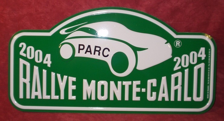 Plaque De Rallye "MONTE CARLO" 2004 Verte - Plaques De Rallye