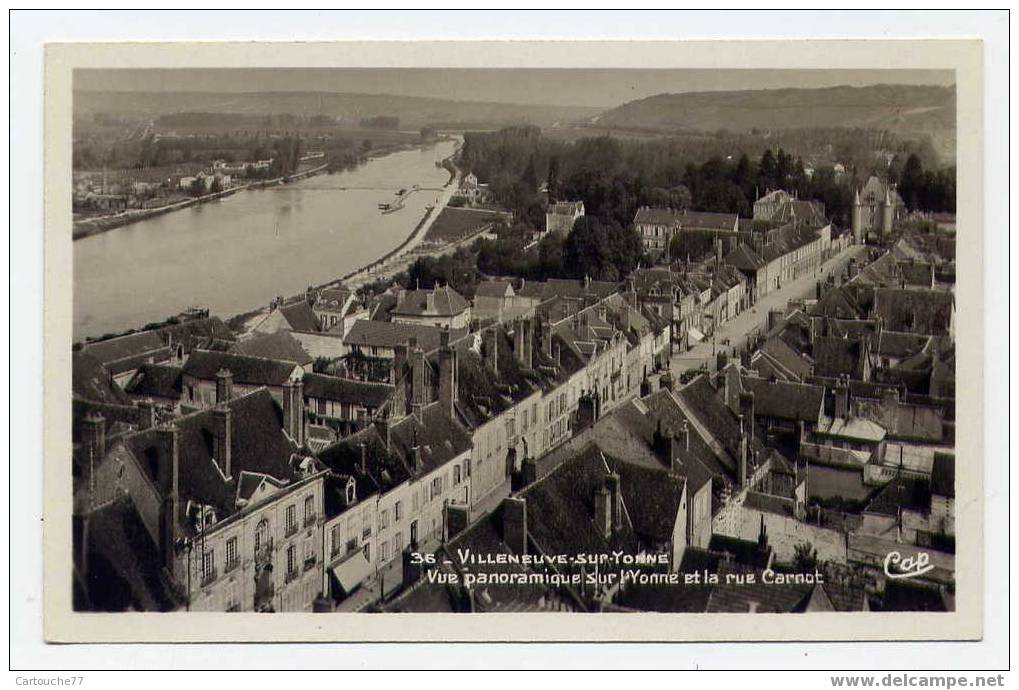 K1 - VILLENEUVE-sur-YONNE - Vue Panoramique Sur L'Yonne Et La Rue Carnot - Villeneuve-sur-Yonne