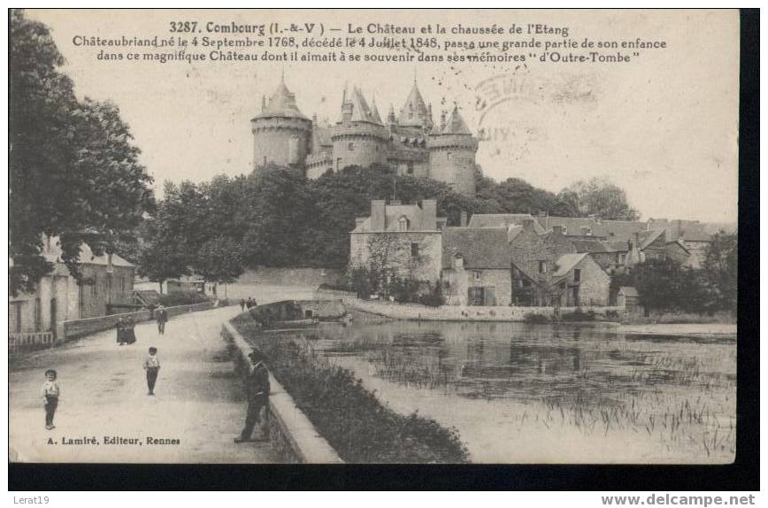 35..ILE ET VILAINE..COMBOURG.LE CHATEAU ET LA CHAUSSEE DE L'ETANG.....ECRITE...‹(•¿•)› - Combourg