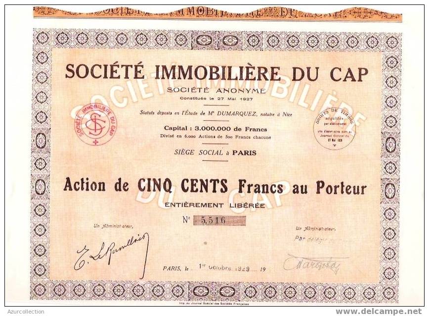 TITRE  .IMMOBILIERE DU CAP .06. - Other & Unclassified