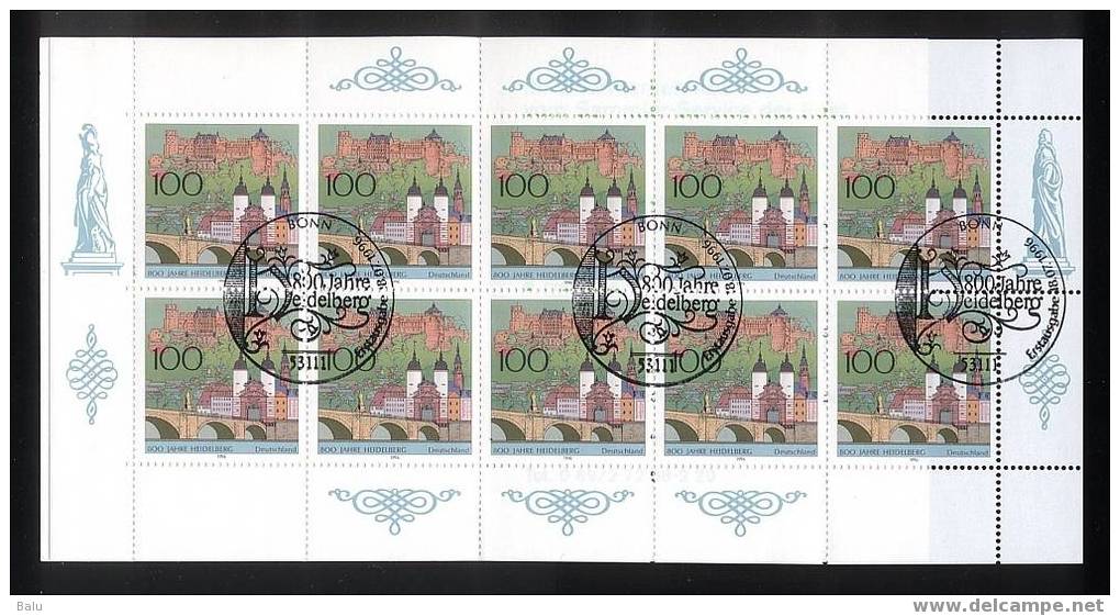 Deutschland 1996 Michel Nr. 1868 Markenheftchen 33 10x100 Pfg Heidelberg Ersttagsstempel! Yvert No 1700 Bestzustand LUXE - Andere & Zonder Classificatie