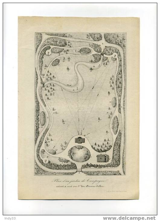 - PLAN D´UN JARDIN DE CAMPAGNE . LITHOGRAPHIE DU 19e SIECLE - Topographische Karten