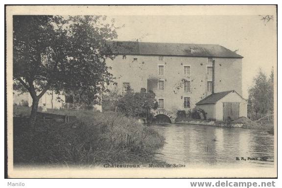 36 - CHATEAUROUX - MOULIN DE SALLES (MOULIN A EAU EN BEAU PLAN)   1907 - Mulini Ad Acqua