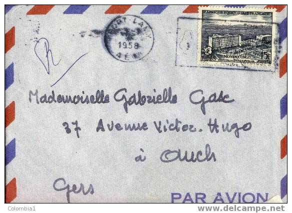 AEF Lettre De Fort Lamy 1958 Via Auch - Storia Postale