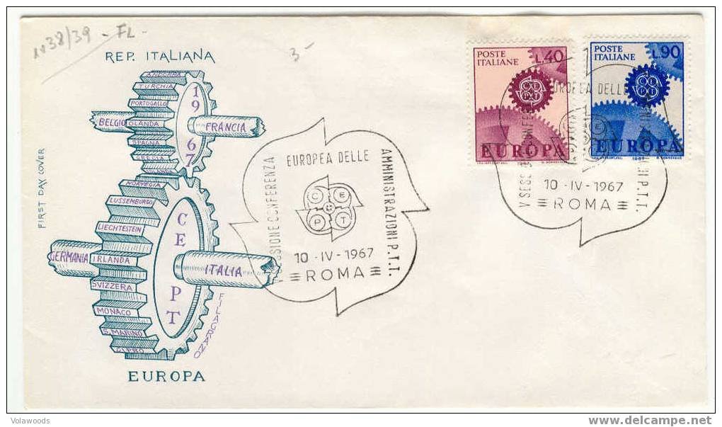 Italia - Busta Fdc Con Serie Completa: Europa. 12° Serie - 1967