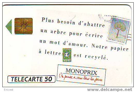 MONOPRIX PAPIER RECYCLE 50U GEM 03.91 ETAT COURANT - 1991