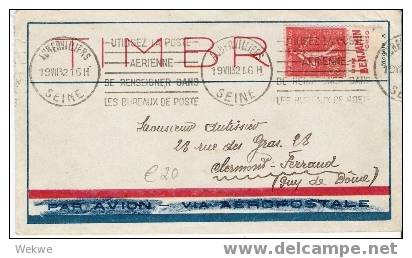 Fs243 FRANKREICH -  / Semeuse Mit Werbezudruck – Werbestempel Für Flugpost 1932 – Aubervilliers - 1921-1960: Moderne