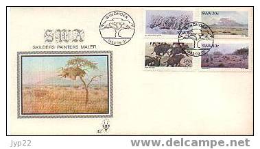 Jolie FDC SWA Namibie Obl CAD 1-09-1983 Windhoek Skilders Painters Maler Tp Zèbre Buffle Montagnes Rössing & Erongo - Namibië (1990- ...)