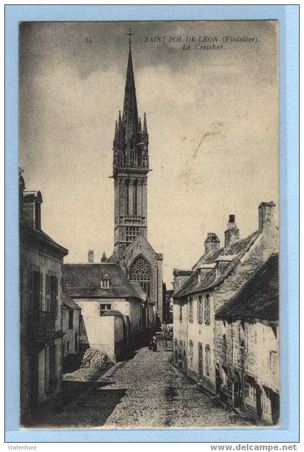 SAINT POL DE LEON LE CREISKER ANCIENNE RUE TRE JOLIE EN 1916 - Audierne