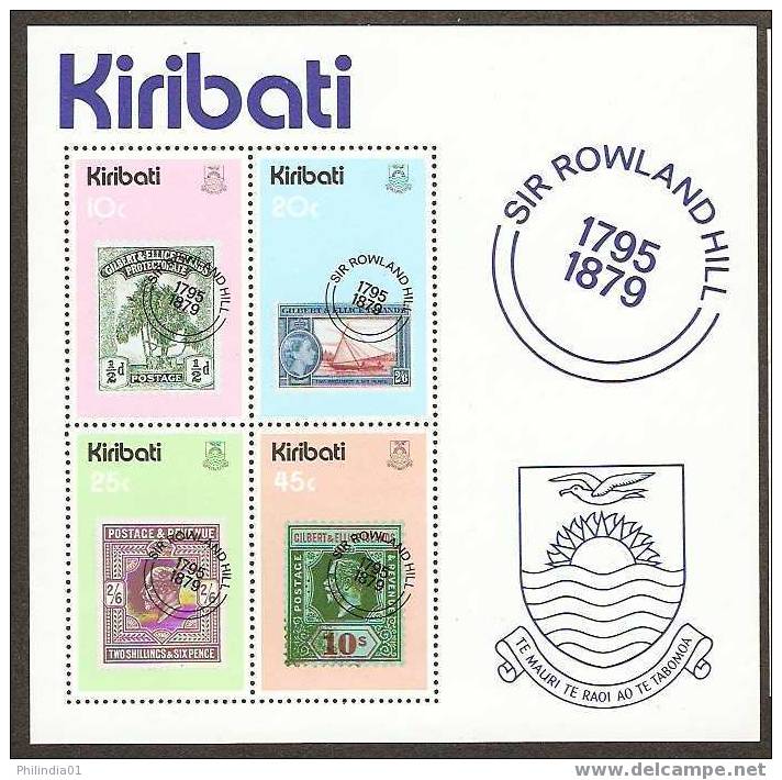KIRIBATI 1979 FAMOUS PEOPLE, ROLAND HILL, STAMP ON STAMP M/s MNH** # 7854 - Rowland Hill