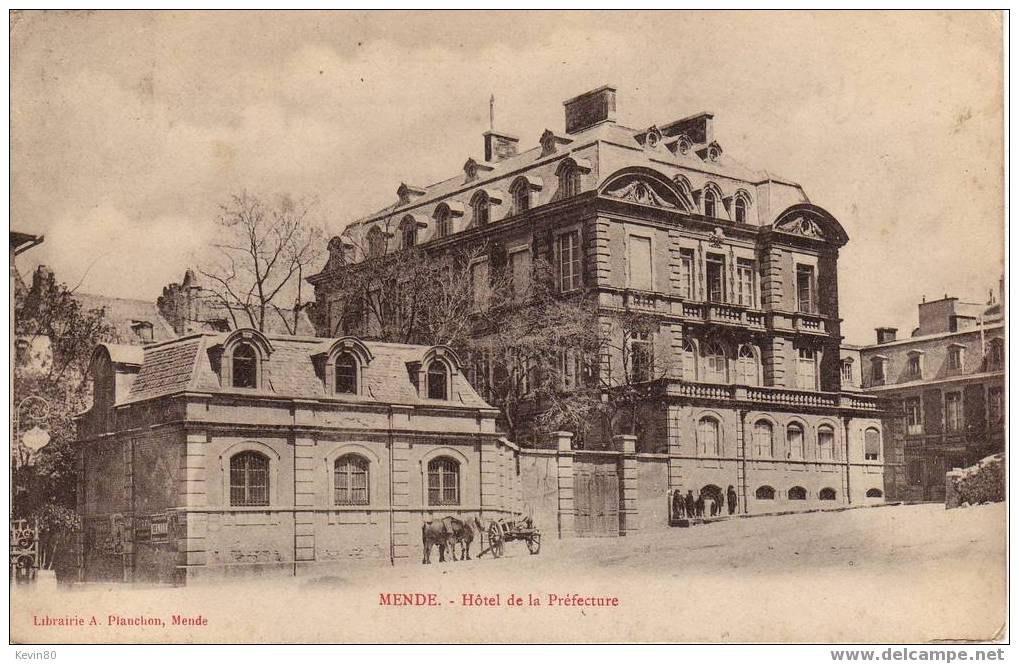 48 MENDE Hôtel De La Prefecture Cpa Animée - Mende