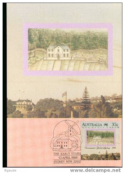 AUSTRALIE Carte Maximum Num.yvert 1077 PREMIER COLONS - Maximumkaarten