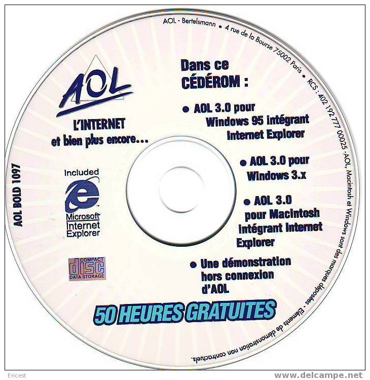 CD SEUL AOL 50 HEURES GRATUITES (couluer Orange Et Jaune) - Internetanschluss-Sets