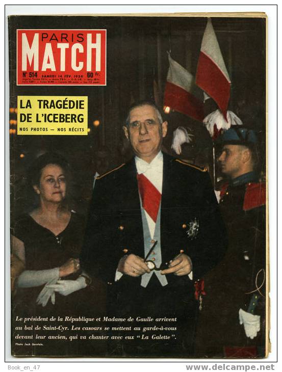 {04770} Paris Match N° 514 . De Gaulle Churchill Saint Cyr Hepburn Ile De France France Titanic . Champigneulles Byrrh - People