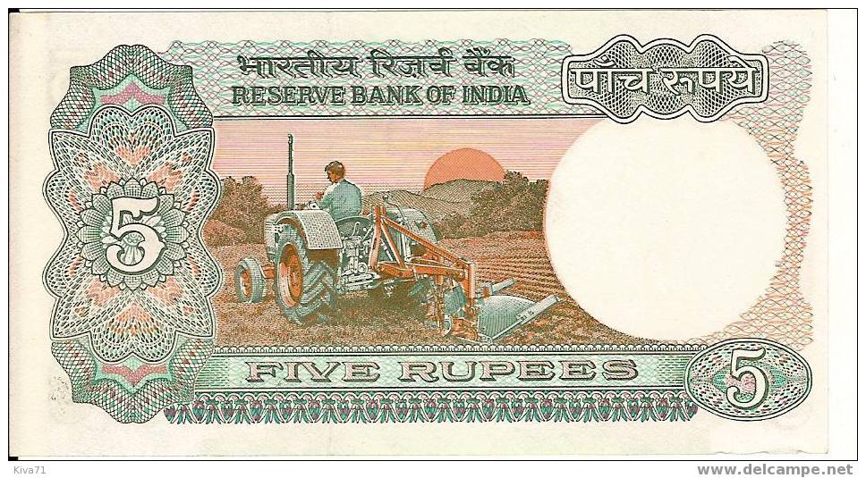 5 Rupees "INDE"   P80o   UNC  Ro 38   39 - India