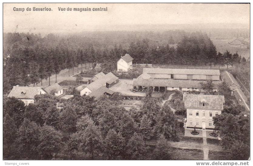 BELGIUM USED POST CARD 1910 CAMP DE BEVERLOO VUE DU MAGASIN CENTRAL - Leopoldsburg (Beverloo Camp)