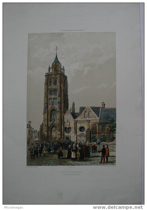 La Normandie Illustrée : Eglise De Rugles, Eure - Litografia
