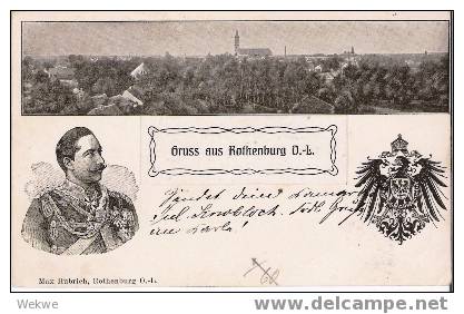 Ger413 /DEUTSCHES REICH -   Manöverpost Rothenburg O.L. – 1904 – Stadtsiluhette/Kaiser/Rei Chsadler - Feldpost (postage Free)