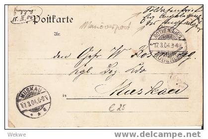 Ger413 /DEUTSCHES REICH -   Manöverpost Rothenburg O.L. – 1904 – Stadtsiluhette/Kaiser/Rei Chsadler - Feldpost (Portofreiheit)