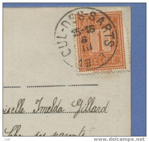 108 Op Postkaart Met Cirkelstempel CUL-DES-SARTS - 1912 Pellens