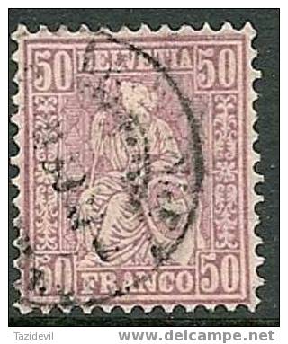 Switzerland - 1867 50c Helvetia. Scott 59. Used - Gebraucht