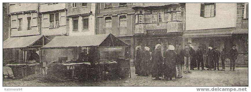 LANNION  ( CÔTES-DU-NORD ) /  VIEILLES  MAISONS , PLACE  DU  CENTRE  ( Belle Animation De Marché, Devant Chapellerie ! ) - Marchés