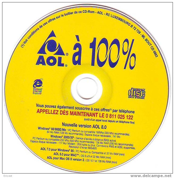 CD SEUL AOL A 100% - Kit De Conección A Internet