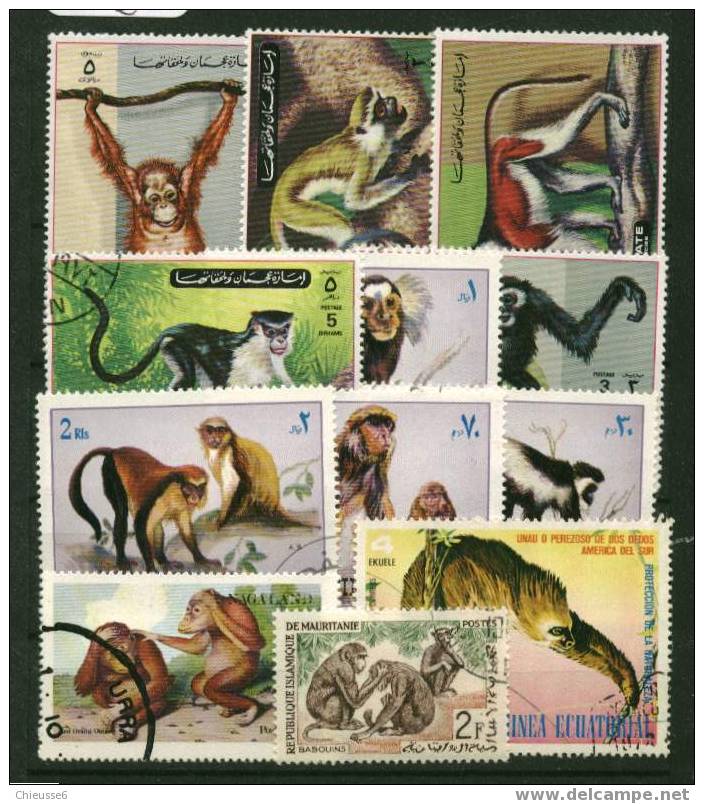 Lot 23 - 30 T Différents Oblit. - Singes - Singes