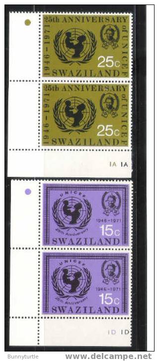 Swaziland 1972 25th Anniversary Of UNICEF Block Of 2 MNH - Swaziland (1968-...)