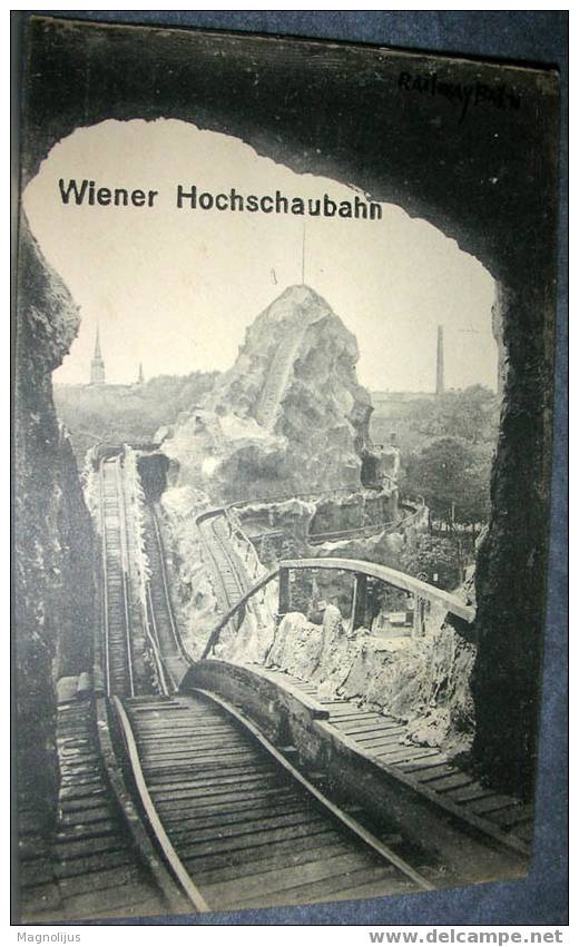 Railway,train,tracks,tunnel,vintage Postcard,Wiener Hochschaubahn - Structures