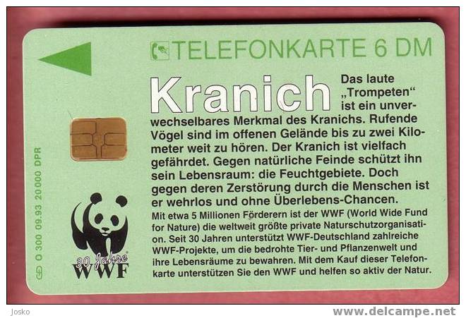 WWF ( Germany Rare Card ) - World Wildlife Fund - Panda Logo - Bird - Oiseau - KRANICH - O-Series : Series Clientes Excluidos Servicio De Colección