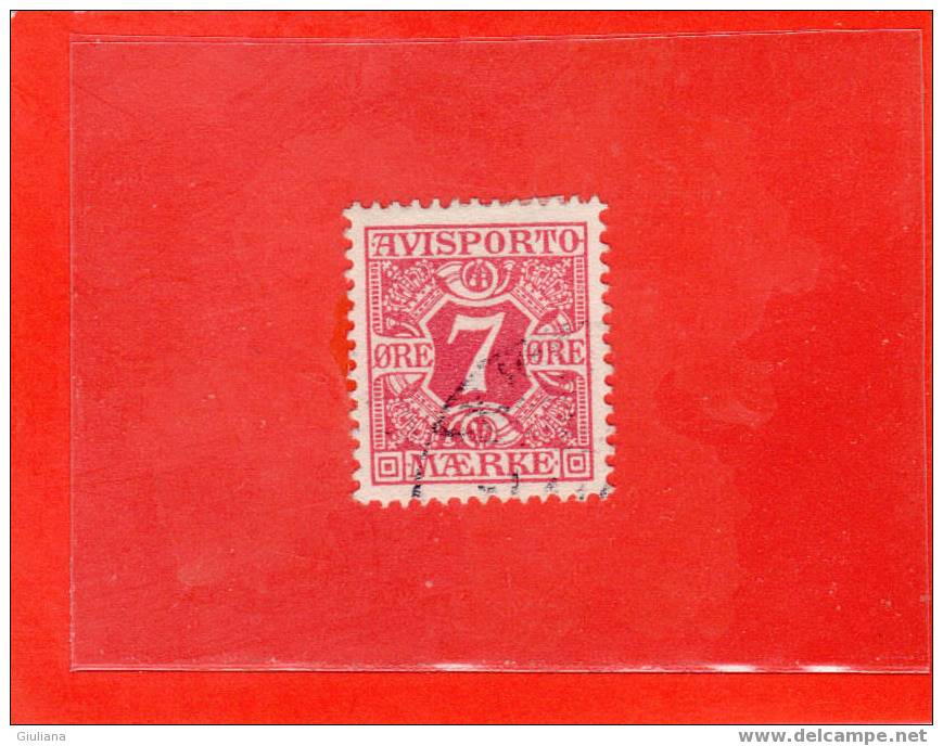 Danimarca - N. 3  Used (Unificato) 1907  Francobolli Per Giornali - Port Dû (Taxe)