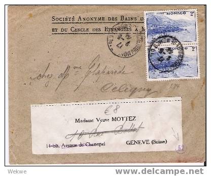 PM013 / MONACO -  Hafenansicht (2 X) – Auf Brief 1944 –in Die Schweiz - Covers & Documents