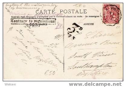 PM021 / MONACO -  Ansichtskarte – Cap Martin – Per Ambulante Nice A Ventimille Nach England - Lettres & Documents