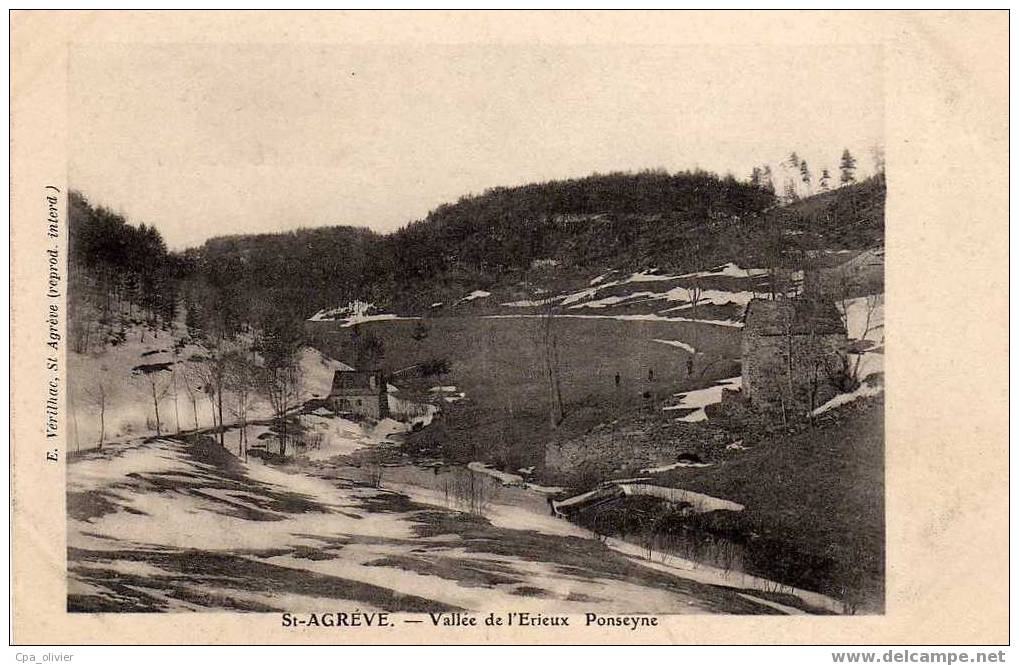 07 ST AGREVE Vallée De L´Erieux, Ponseyne, Hameau, Sous La Neige, Vue Générale, Ed Verilhac, 190? - Saint Agrève